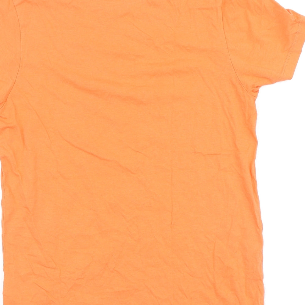 JACK & JONES Mens Orange Cotton T-Shirt Size S Round Neck