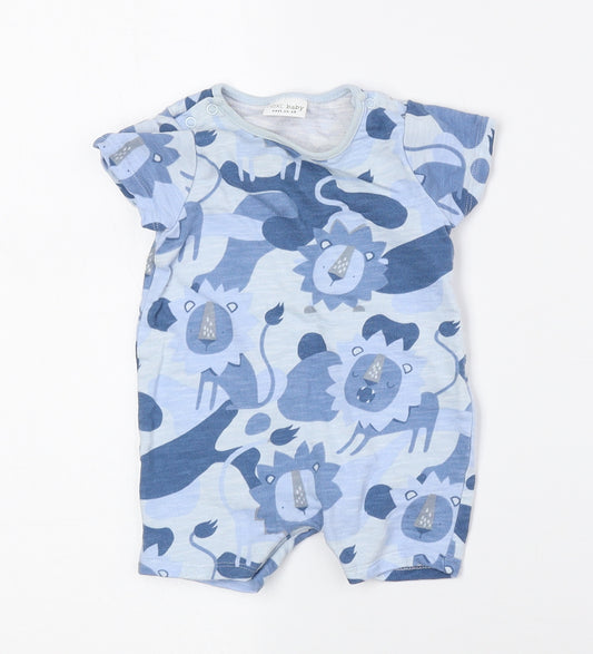 NEXT Boys Blue Animal Print 100% Cotton Babygrow One-Piece Size 0-3 Months Snap - Lion
