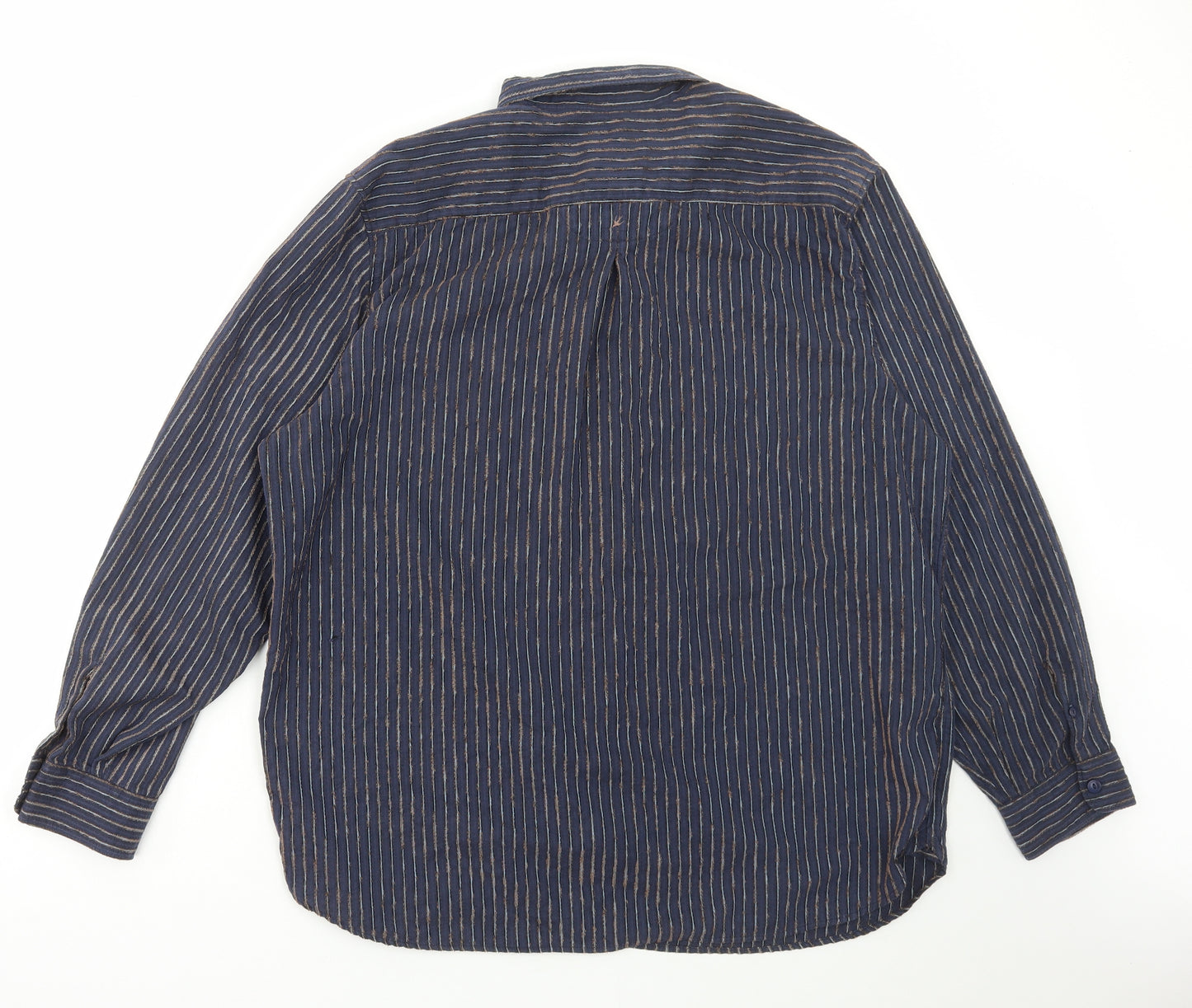 Debenhams Mens Blue Striped Cotton Button-Up Size XL Collared Button