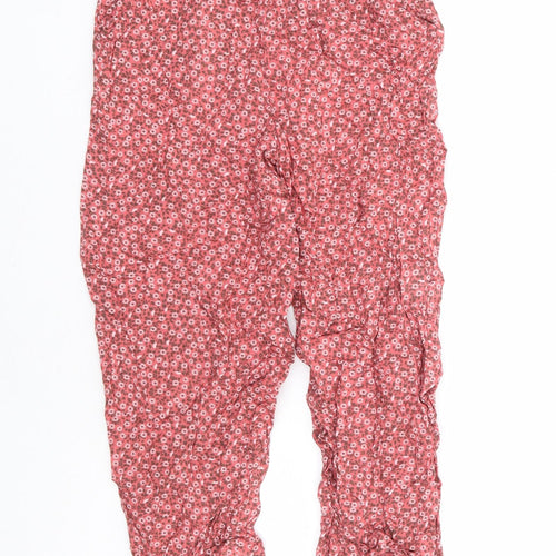 H&M Girls Pink Floral Viscose Harem Trousers Size 9 Years Regular Drawstring