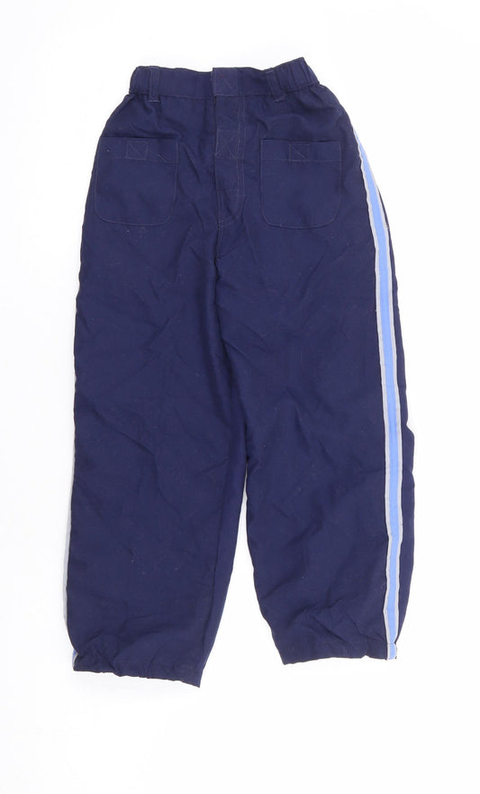 Sproggs Boys Blue Polyester Jogger Trousers Size 5-6 Years Regular Hook & Loop
