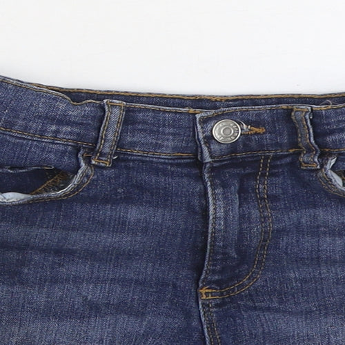 Denim & Co. Girls Blue Cotton Hot Pants Shorts Size 8-9 Years Regular Zip