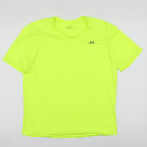 Kalenji Mens Yellow Polyester Basic T-Shirt Size S Round Neck Pullover