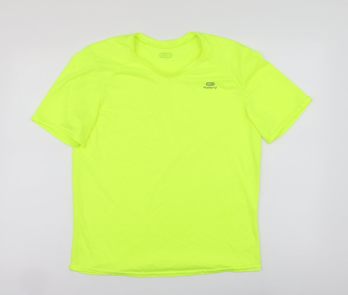 Kalenji Mens Yellow Polyester Basic T-Shirt Size S Round Neck Pullover