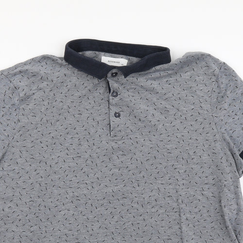 RESERVED Mens Grey Geometric Cotton Polo Size 2XL Collared Button