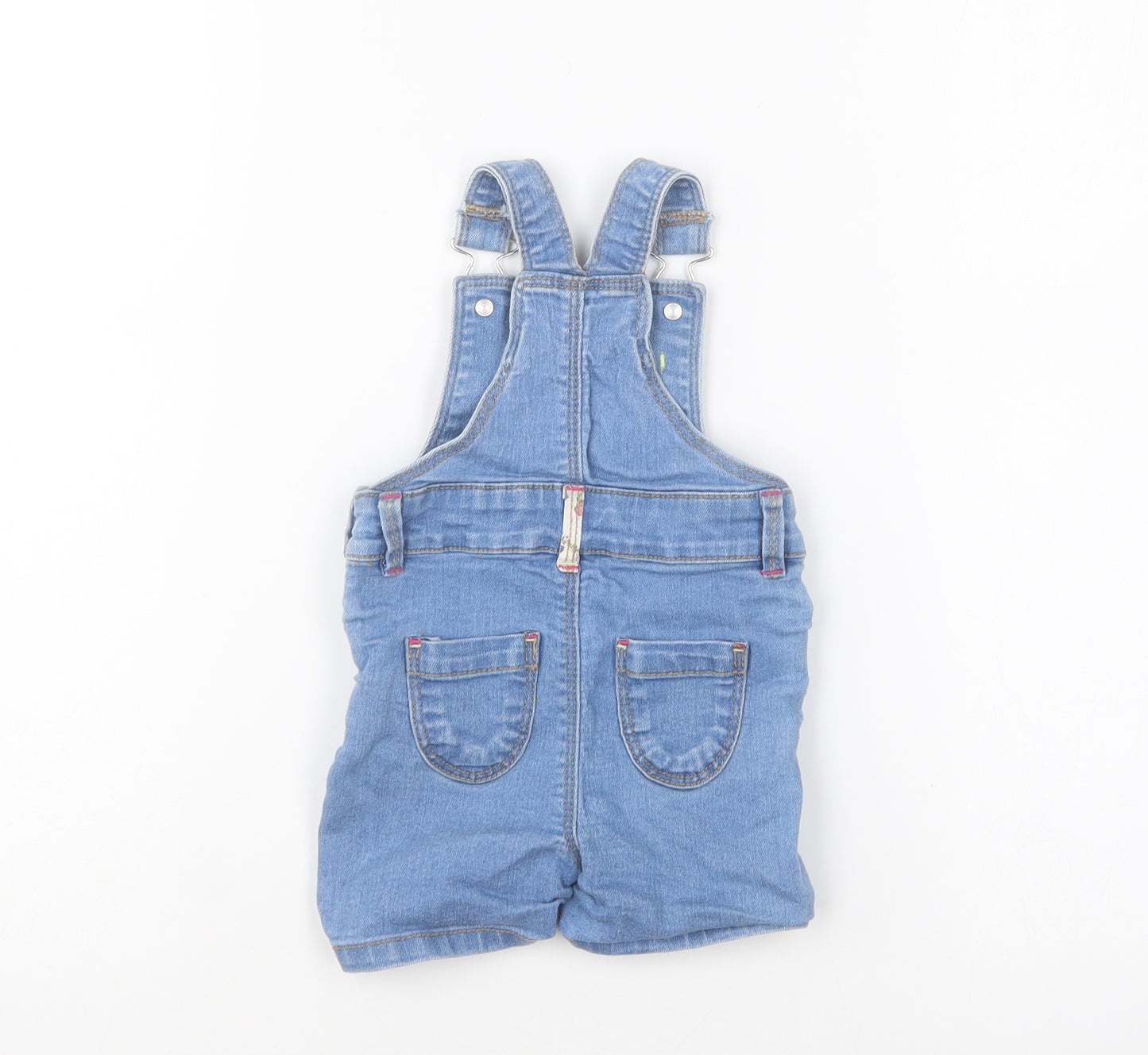 M&Co Girls Blue Cotton Dungaree One-Piece Size 3-6 Months Buckle