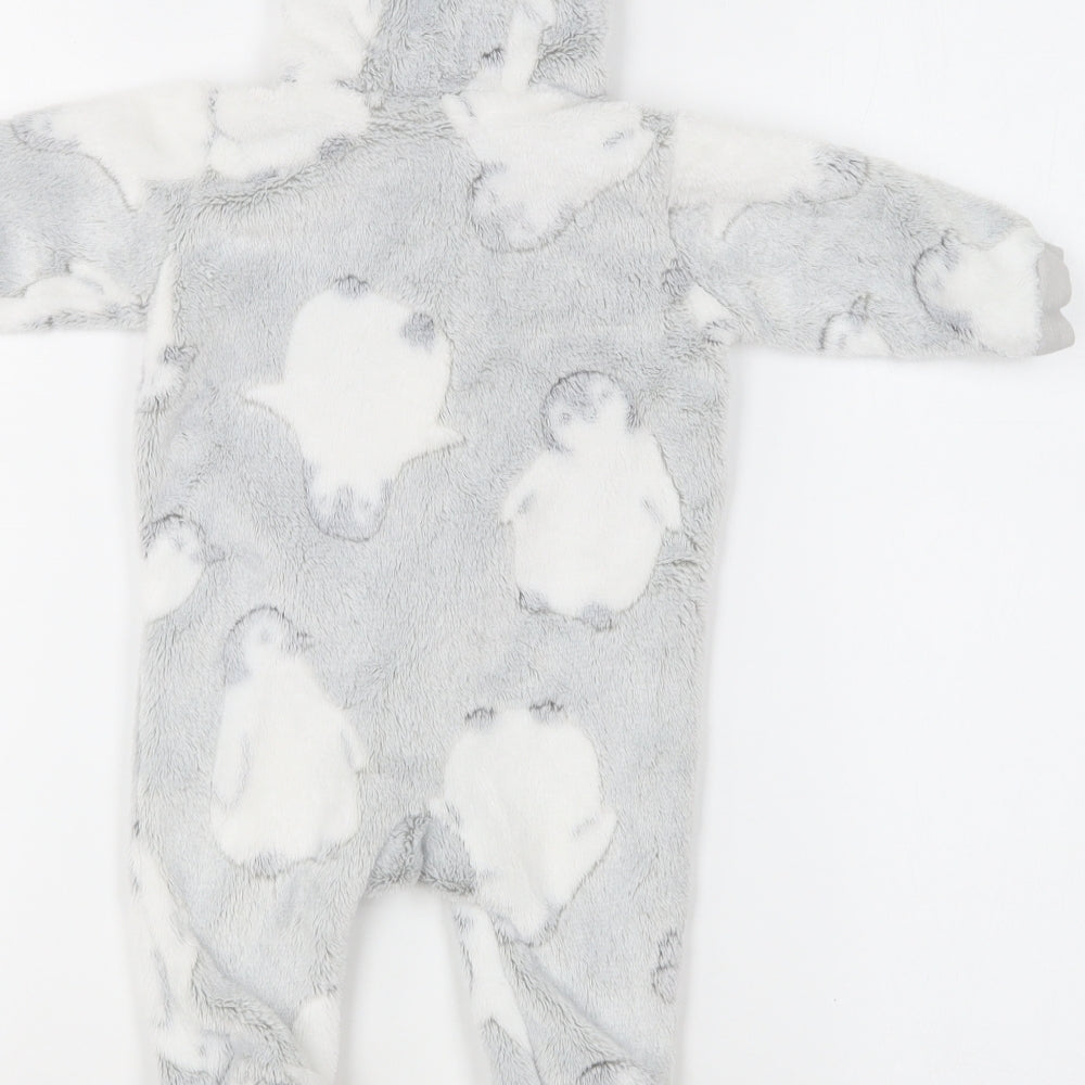 Matalan Baby Grey Geometric Polyester Robe One Piece Size 0-3 Months Zip - Penguin