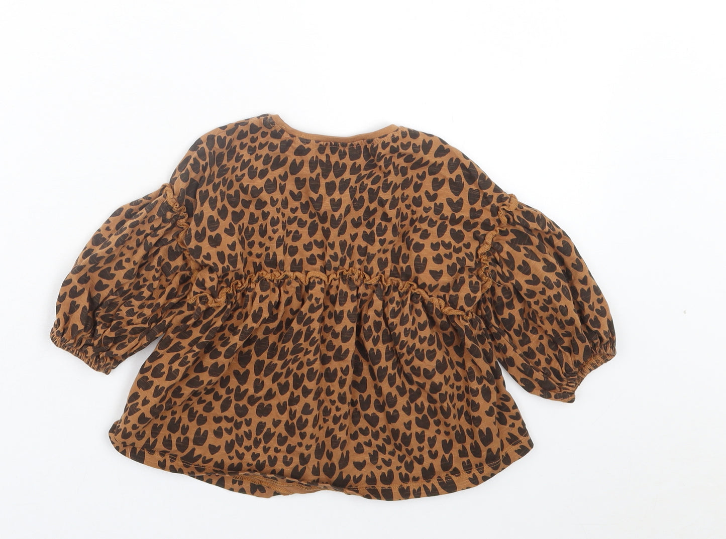 NEXT Girls Brown Geometric Cotton A-Line Size 2 Years Crew Neck Pullover - Heart Print