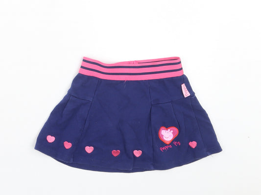 Peppa Pig Girls Blue Cotton A-Line Skirt Size 2 Years Regular Pull On - Peppa Pig