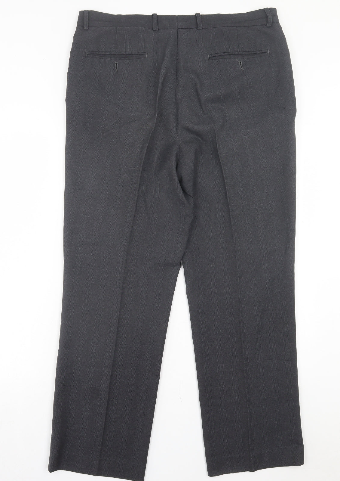 George Mens Grey Polyester Trousers Size 36 in L31 in Regular Button