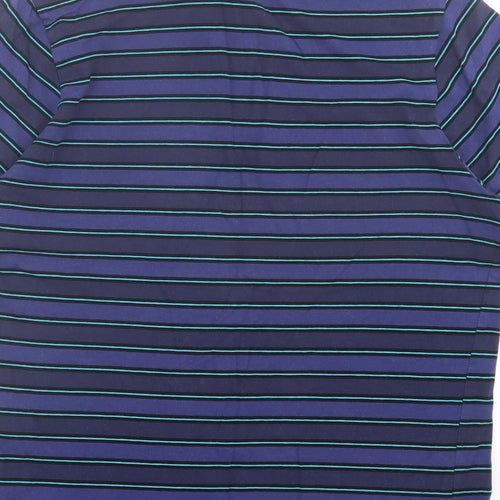 Thomas Nash Mens Purple Striped Polyester Polo Size S Collared Button