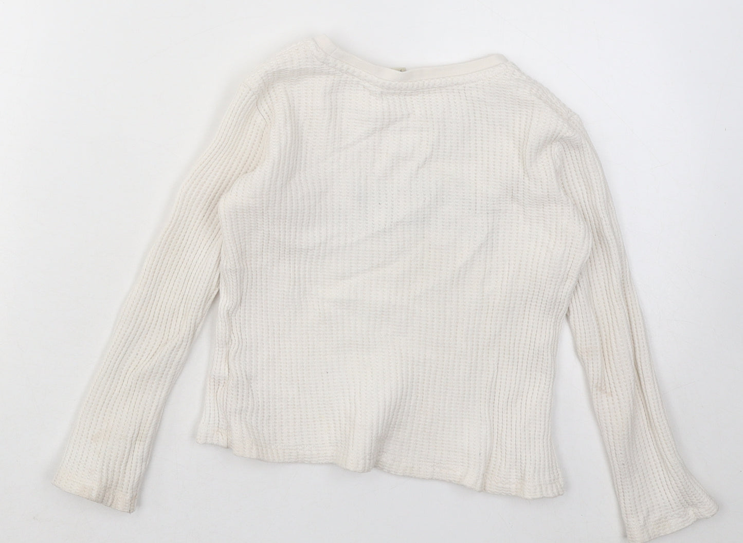River Island Boys White Round Neck Cotton Pullover Jumper Size 3-4 Years Pullover - Cuddle Weather