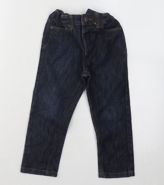 Primark Boys Blue Cotton Skinny Jeans Size 3-4 Years Regular Buckle