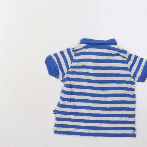 US Polo Assn. Boys Blue Striped Cotton Basic Polo Size 9-12 Months Collared Pullover