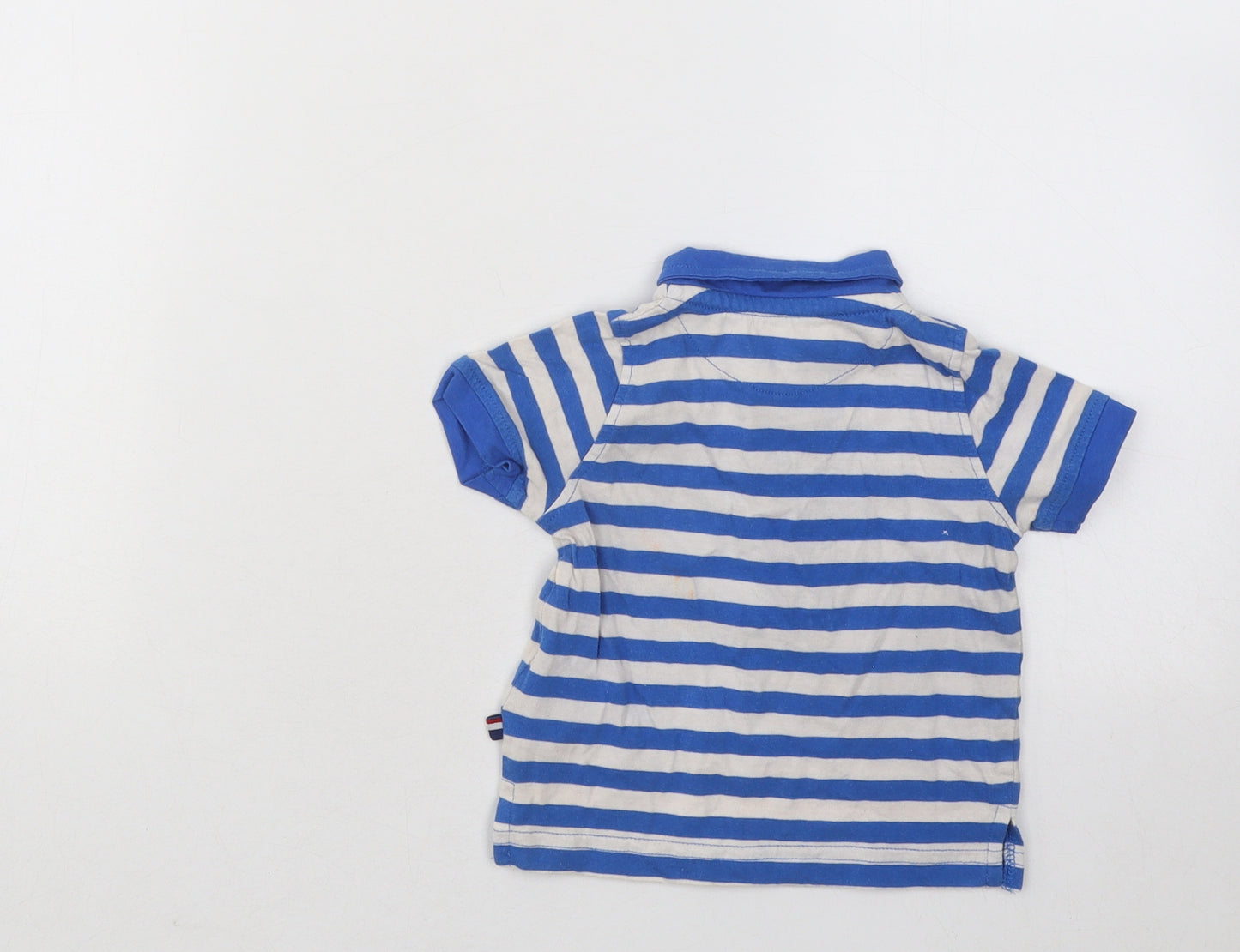 US Polo Assn. Boys Blue Striped Cotton Basic Polo Size 9-12 Months Collared Pullover