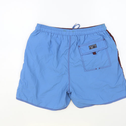 S ACTIVE Mens Blue Nylon Bermuda Shorts Size L L6 in Regular Drawstring - Swim Shorts