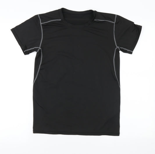 Preworn Womens Black Polyester Basic T-Shirt Size M Round Neck