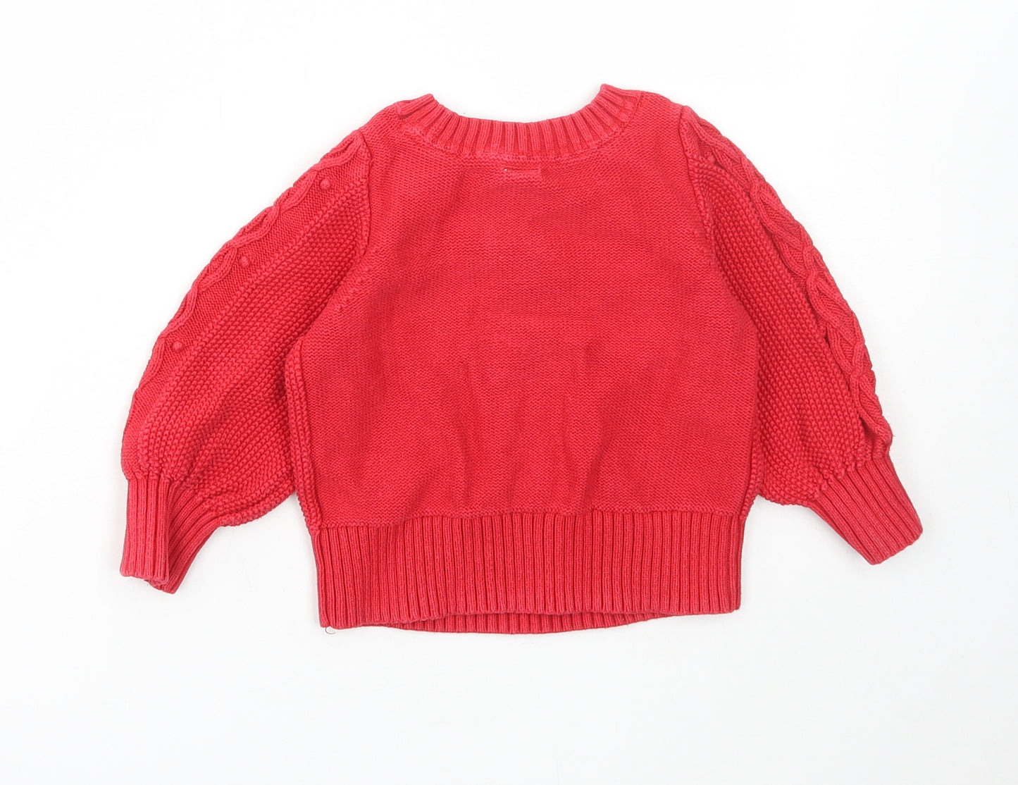 Gap Girls Red Round Neck Cotton Pullover Jumper Size 3 Years Pullover