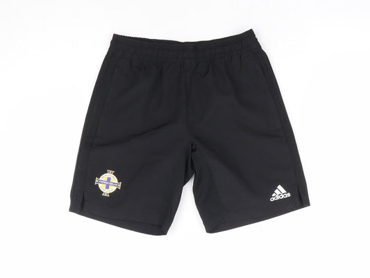 adidas Boys Black Polyester Sweat Shorts Size 9-10 Years Regular Drawstring - Irish Football Association