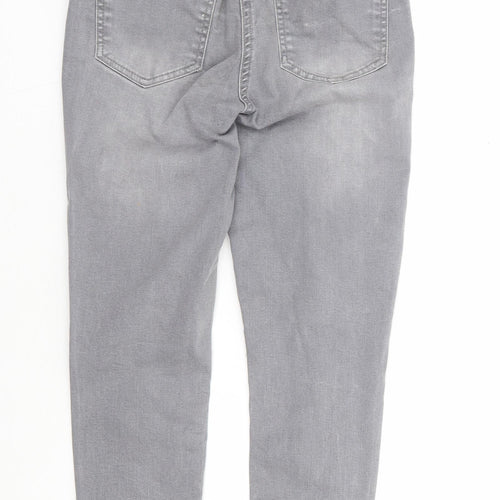 Matalan Girls Grey Cotton Skinny Jeans Size 11 Years Regular Zip - Distressed