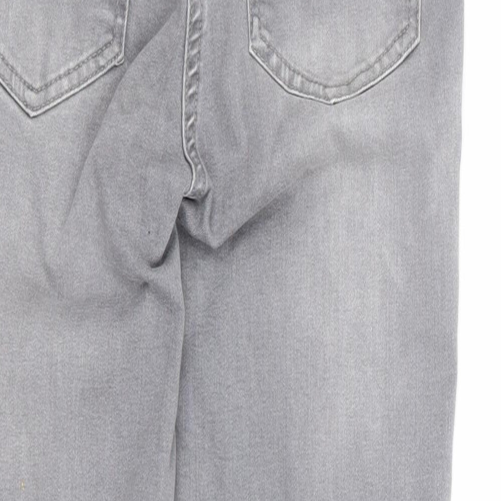Matalan Girls Grey Cotton Skinny Jeans Size 11 Years Regular Zip - Distressed