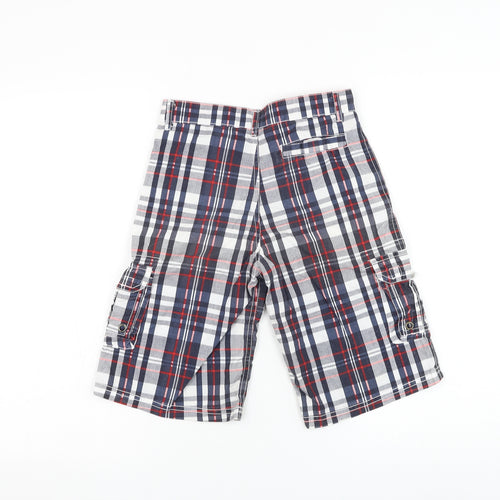 Primark Boys Multicoloured Plaid Cotton Cargo Shorts Size 9-10 Years Regular Zip