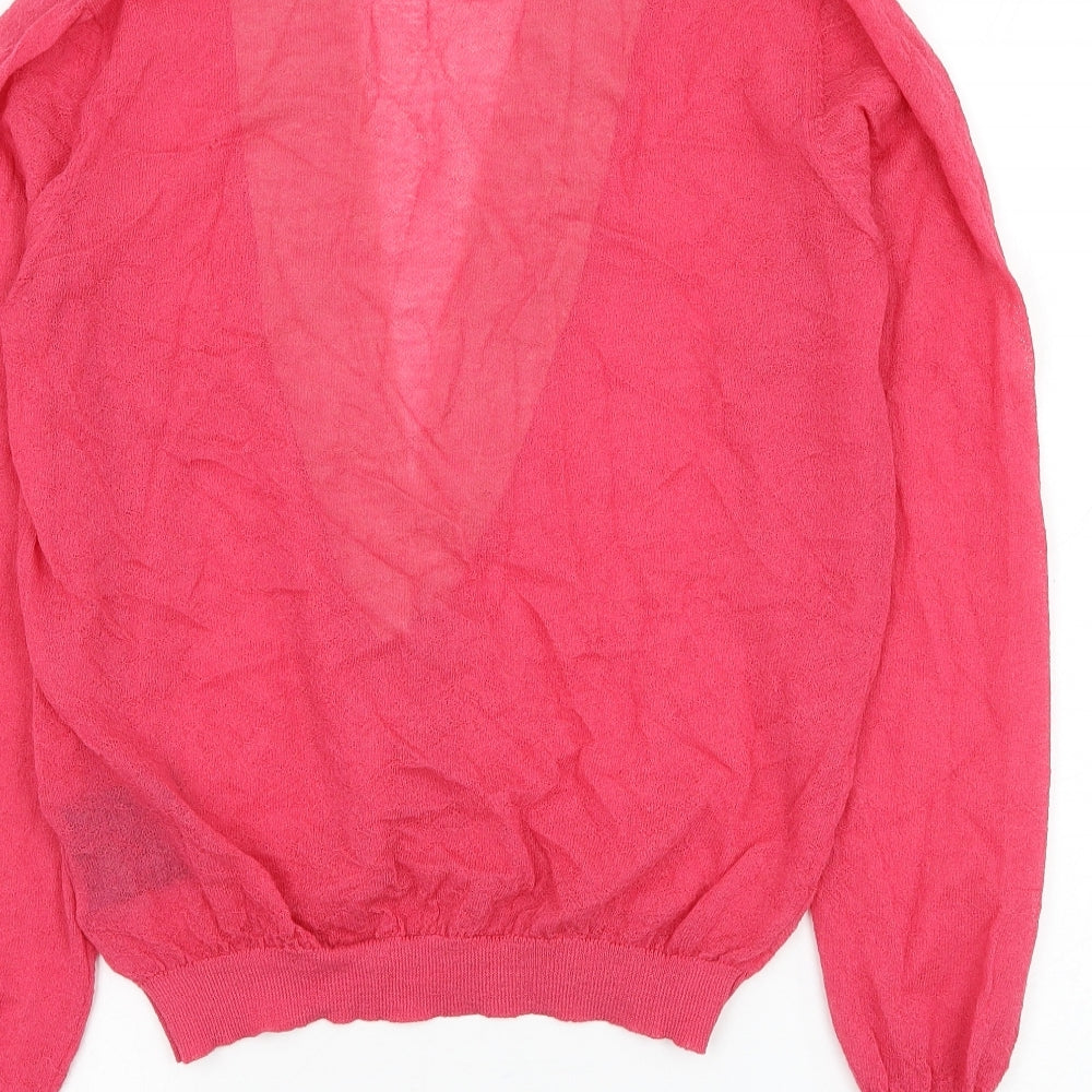 YAYA Womens Pink V-Neck Rayon Cardigan Jumper Size M