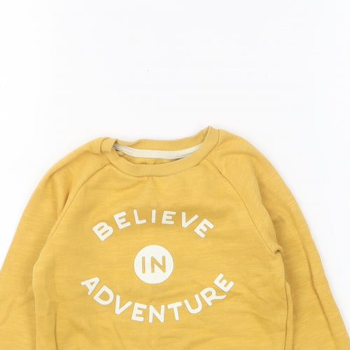 Primark Boys Yellow Cotton Pullover Sweatshirt Size 2-3 Years Pullover - Believe In Adventure