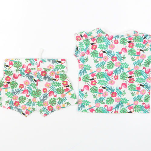 Primark Girls Multicoloured Geometric Cotton Shorts Set Outfit/Set Size 3-6 Months Pullover - Flamingo
