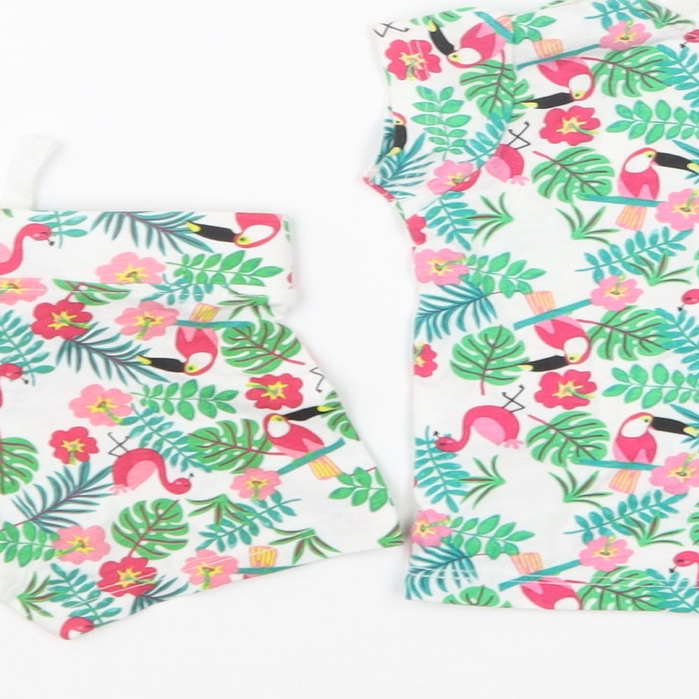 Primark Girls Multicoloured Geometric Cotton Shorts Set Outfit/Set Size 3-6 Months Pullover - Flamingo