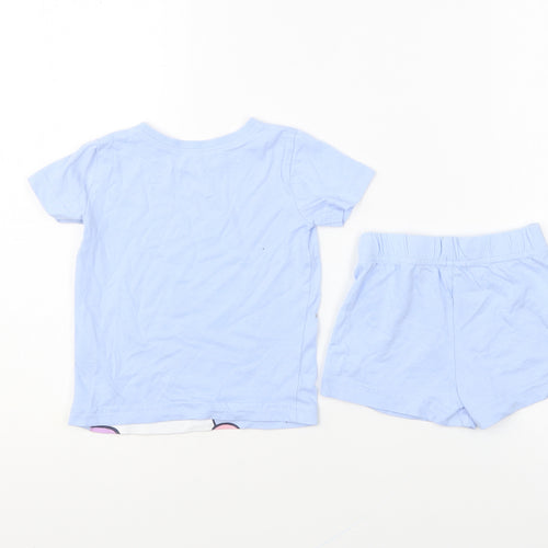 Dunnes Stores Girls Blue Solid Cotton Set Pyjama Set Size 6-9 Months Pullover - Unicorn