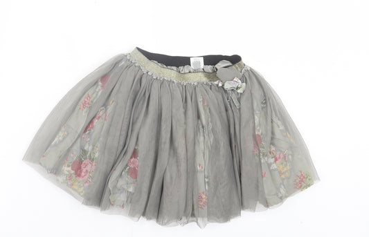TukTuk Girls Grey Floral Polyester Skater Skirt Size 12 Years Regular Pull On