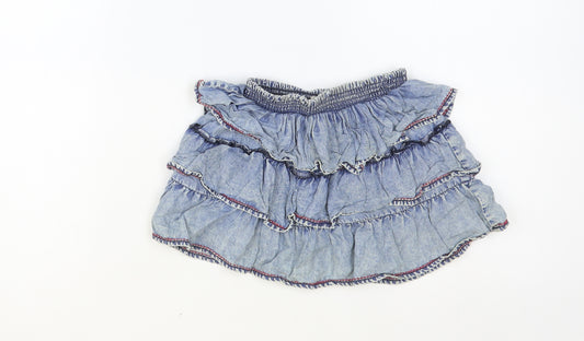 BHS Girls Blue Viscose Skater Skirt Size 2-3 Years Regular - Tiered