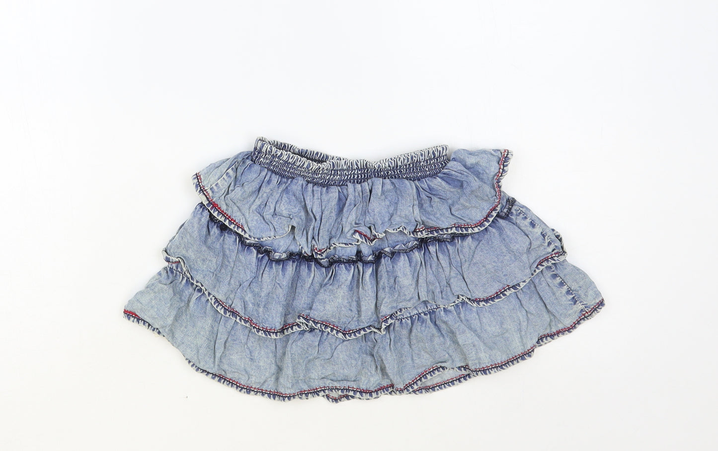 BHS Girls Blue Viscose Skater Skirt Size 2-3 Years Regular - Tiered