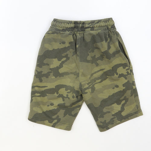 NEXT Boys Green Camouflage Cotton Sweat Shorts Size 8 Years Regular Drawstring