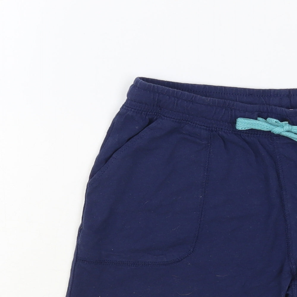 H&M Boys Blue Cotton Sweat Shorts Size 7-8 Years Regular Drawstring - Surf