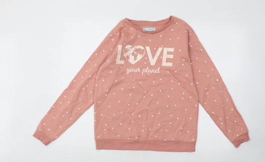 Primark Girls Pink Polka Dot Cotton Pullover Sweatshirt Size 13-14 Years Pullover - Love Your Planet