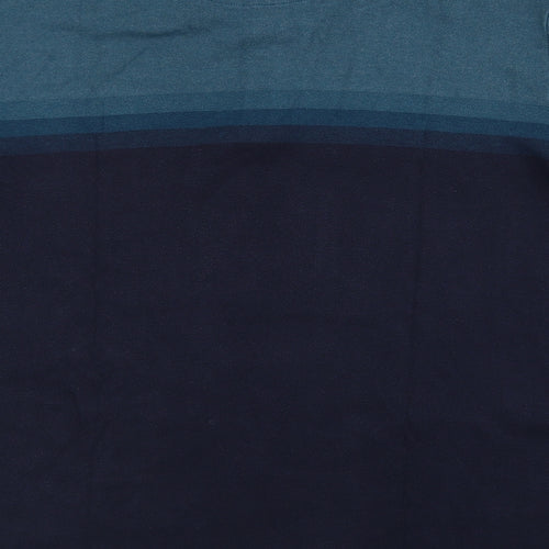 Marks and Spencer Mens Blue Colourblock Polyester Polo Size XL Collared Button - 3XL