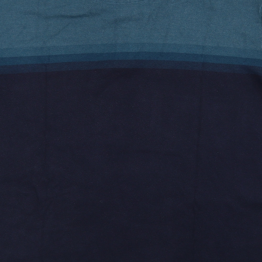 Marks and Spencer Mens Blue Colourblock Polyester Polo Size XL Collared Button - 3XL