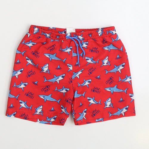 Hello Summer Boys Multicoloured Geometric Polyester Sweat Shorts Size 7-8 Years Regular Drawstring - Shark Swimwear