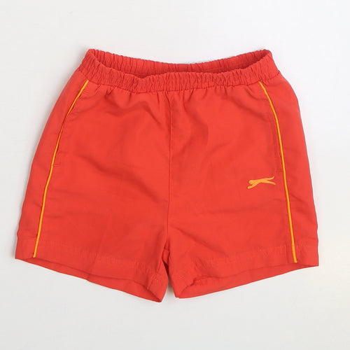 Slazenger Boys Red Polyester Sweat Shorts Size 3-4 Years Regular Drawstring - Swim Wear