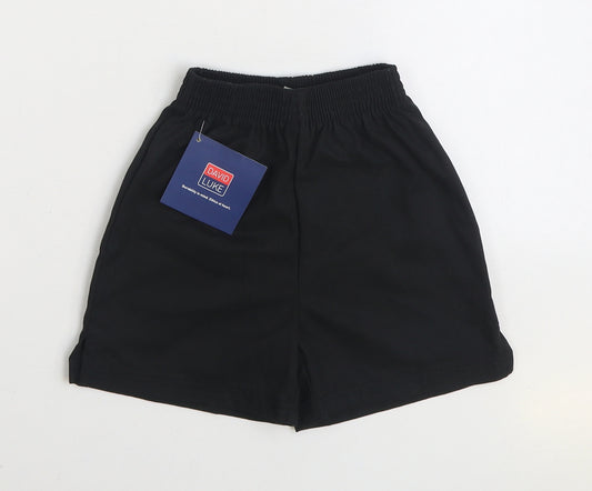 David Luke Boys Black Cotton Sweat Shorts Size 6-7 Years Regular