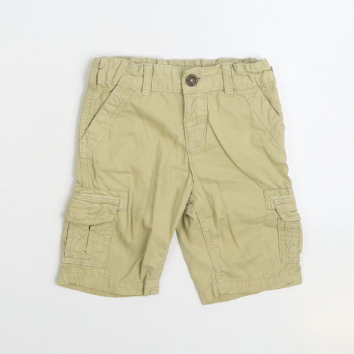 Marks and Spencer Boys Beige Cotton Cargo Trousers Size 3-4 Years Regular Zip