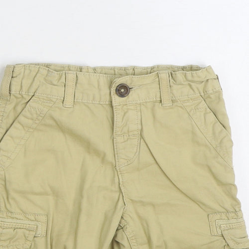 Marks and Spencer Boys Beige Cotton Cargo Trousers Size 3-4 Years Regular Zip