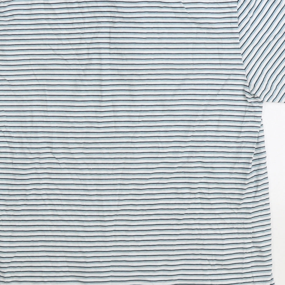 Matalan Mens Blue Striped Cotton Polo Size M Collared Button