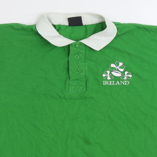 Rugid Mens Green 100% Cotton Polo Size XL Collared Button - Ireland