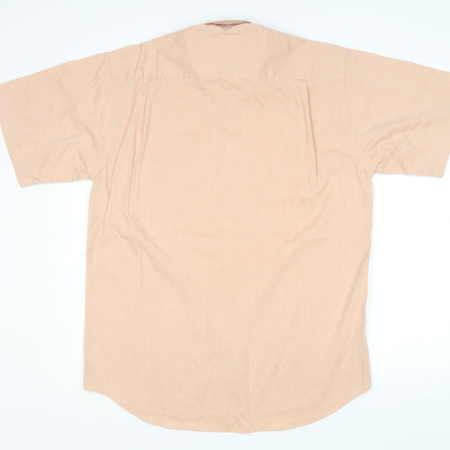 Debenhams Mens Pink Herringbone Cotton Button-Up Size 15.5 Collared Button