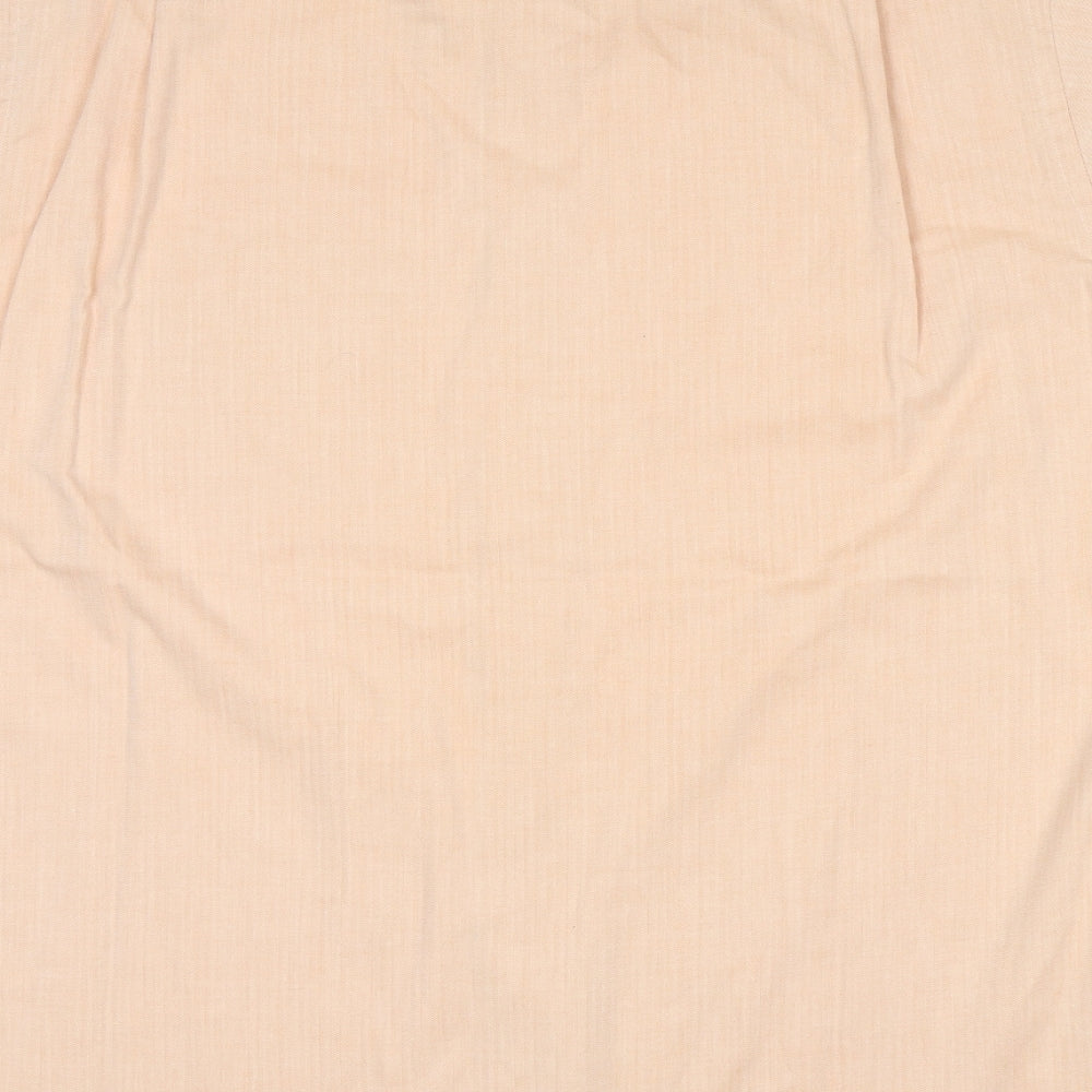 Debenhams Mens Pink Herringbone Cotton Button-Up Size 15.5 Collared Button