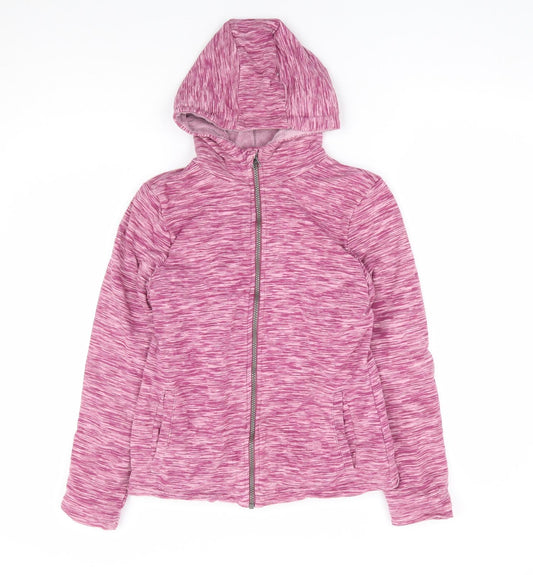 Pepperts Girls Pink Geometric Cotton Full Zip Hoodie Size 10-11 Years Zip - Fleece Lined