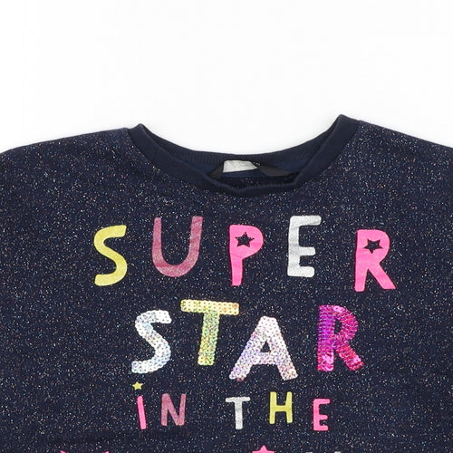 George Girls Blue Cotton Pullover Sweatshirt Size 4-5 Years Pullover - Super Star In The Making